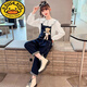 G.Duckkids Girls Denim Combins Set Spesring и осень 2025 Новая модная интернет-знаменитость модная крупная детская с длинными рукава