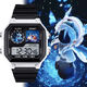 Sky Light Escape Characters Anime Customized Watch Two-dimensional Smart Small Square Electronic Watch Men and Women's Model Students [Fashion Silver-Electronic Watch] z3883 Light Escape Super Value Gift Pack (Extra Long Battery + Gift Box Packaging)