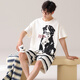 Langsha Pajamas Manga corta para hombres pantalones cortos de algodón puro 2025 Nuevo talla de gran tamaño Cotton Men's Pule's Home Suitwear Estilo delgado 844 Hombres l