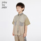 Jnby by JNBY Jiangnan Buyi children's short-sleeved shirt contrasting color cotton and linen A-shaped lapel summer boys and girls 1P5210410 053/light gray 110 cm