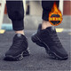 Zhuo Chen Herbst und Winter Schwarze Schuhe Herrenschuhe Winter Baumwollschuhe Männer plus Samt verdickte Größe 38 Größe 45 Männer Sport 46 Dad Schuhe Herrenstil 9928 Schwarzes Leder Gesicht + Socken 35