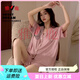 Yalu pajamas for women summer with breast pads Modal short-sleeved shorts lace cardigan loose large size home wear set WX-3527 green with breast pads M 80-100Jin Jin is equal to 0.5 kg
