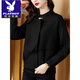 花花公子（PLAYBOY）中年妈时尚洋气外套女2025春秋装新款大号宽松休闲短款上衣 黑色 S
