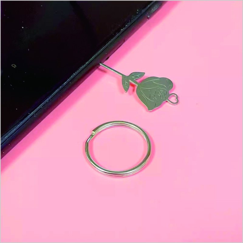 不锈钢玫瑰花手机取卡针 SIM卡顶针 适用 苹果 OPPO VIVO所有型号 1个环+1支取卡针（活动专享）