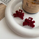 Ze Yuhan retro flocking mini bow small clip women's winter side bangs clip princess hair shark clip hairpin four-piece set burgundy + black