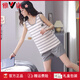 雅鹿睡衣女款夏季纯棉2025年新款夏天背心吊带女士套装闲适家居服夏款 LB:9902【女】杏色英文爱心 纯棉 M 【柔软亲肤，舒适纯棉】