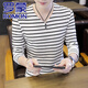 
ROMON (ROMON) spring and summer youth T-shirt men's V-neck long-sleeved thin summer and autumn clothes Korean style trendy handsome sweatshirt spring and summer top 6188 khaki M