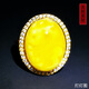 Amber School, one thing, one picture, one certificate, beeswax ring, natural amber, Russian material, chicken fat, yellow amber beeswax, 925 silver live ring, 3.48g, 18*21mm