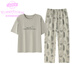 Victoria's Style Cotton Ladies Pyjamas Set Summer Summer Pure Cotton Kurzärmel-Cartoonhose Koreanische Kleidung im koreanischen Stil kann draußen im Sommer Y9712 m getragen werden (empfohlen 75-95jin [Jin gleich 0,5 kg]))