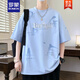 罗蒙（ROMON）2025新款青少年短袖t恤男夏季高初中学生帅气大童夏装上衣服 693黑色 2XL 约145-165斤可穿