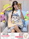 
Swing pajamas with chest pad summer cartoon cute short-sleeved pajamas with chest pad large size 200 Jin [Jin equals 0.5 kg] thin home clothes short 693 black smiley face (breastless pad) M size [suggested 80-95 Jin [Jin equals 0.5 kg]]