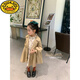 G.Duckkids Mädchenwindbreaker 2024 Frühling neuer Kinder modische mittlere Jacke mit mittlerer Länge Baby Korean Style Bow Top Khaki Spot 90 (Referenzalter 2-3 Jahre alt) (Kleiderlabel 90)