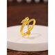Dewey Van ancient method gold ring female element ring dragon tail ring gold-plated silver 9999 zodiac dragon pure solid gold ring dragon tail ring open (gold layer thickened)