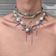 Legierung schwerer Industrie Nieten Lederkragen Dunkle Punk Europäische Frauen Y2K Subkultur Nische Design Halskette Klemme Kette Bernstein Retro Butterfly Halskette X3889