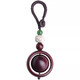 Hilai Yuanzhuan Keychain Pendant Petite feuille Red Santalwood Wood Texture Pendante en acajou des hommes et des femmes suspendues en décoration de décoration [rotable] en bois de santal [2 paquets]
