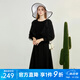 S.DEER San Dior Women's Round Neck Accordion Pleated Ruffle Mesh Dress S231Z1278 Black/91 L/170