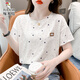 Woodpecker pure cotton loose printed T-shirt for women's trendy summer new versatile T-shirt top 1396# white S suitable for 80-99Jin [Jin equals 0.5 kg]