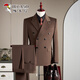 Woodpecker double-breasted wool suit men's suit business formal high-quality slim large size groom's wedding suit three-piece black suit + trousers XL (125-140Jin Jin equals 0.5 kg)
