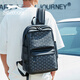 Slazenger versatile multi-pocket commuting classic retro full-print presbyterian soft leather travel bag backpack backpack pattern black
