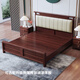 Cama Yuyang Nueva cama de madera maciza de oro negro de estilo negro 1.8m 2m Muebles de dormitorio de cama doble Bed 9904# Cajón de cajón + 1 gabinete + taza de tapa llena de alfombrilla marrón 1.5*2.0m [Tablero de cama silenciosa]