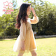 Fuluo fan girls' dress spring and autumn sweet mesh princess dress little girl fashionable and fashionable skirt apricot color 150