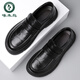 
Woodpecker laceless brown men's shoes spring 2025 new big-head business casual leather shoes solid color wide-head loafers GX9923 brown 38