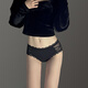 Victoria's sexy underwear for women's pure cotton full cotton crotch 2025 new lace mid-waist sports girl briefs 6628 black + 9056 black 2 pieces, one size [suggested 80-130Jin [Jin equals 0.5 kg]]