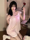 Modal Ice Silk Pyjamas für Frauen im Sommer 2025 Neue Xiaofei-Manschettenkissen High-End-Frauen mit großer Ärmeln Home Clothing JDX_9227# Weste Cover rosa (mit fester Brust 1 xl