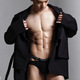 
ORLVS men's thong V-shaped double belt threaded cotton sexy single thong T-trouser low waist U convex bikini small triangle men's black 1 strip M [recommended 45-55kg]