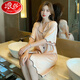 
Langsha internet celebrity nightgown for women in summer thin ice silk short-sleeved shirt for women in summer cool silk cloth silk home clothes CWS-9901# M[75-100Jin[Jin equals 0.5 kg]] All size