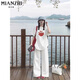 Cotton American pure cotton short-sleeved T-shirt for women in summer 2025 new loose and versatile apple printed round neck five-point sleeve top 29690 white [high quality 20.5] L 100-120Jin [Jin equals 0.5 kg]