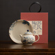 SUSHI CERAMICS hand-painted golden blue and white peony teapot flint red glaze teapot with teapot gift box