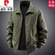 Pierre Cardin 2025 Spring and Autumn Pure Cotton New Pilot Jacket Fashion Men's Loose Casual American Retro Jacket Military Color XL Recommended 130-145 Jin Jin equals 0.5 kg Wear