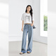 Diálogo Jeans perezoso y relajado con patas anchas para mujeres 2025 Summer Nuevo diseño de estilo Flip pantalones rectos sueltos azul 27