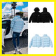 Zhidoudou trapstar couple outfit down cotton jacket retro stand collar gloss simple letter small label embroidered cotton jacket thick jacket pk---9901 blue S