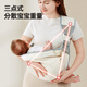 洽苒【德国】抱娃神器解放双手新生婴儿背带外出前抱式背娃小月龄 华夫格灰-透气款
