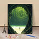 
XMSJ Hayao Miyazaki landscape digital oil painting coloring high-value style living room decoration painting Z-679 light color bottom 40X50CM ordered inner frame + pen pigment without outer frame