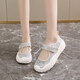 Frauenschuhe 2025 Sommer neu atmungsaktive und leichte Mary Jane Klettverschluss mit einem Fuß dicker Sohle Anti-Slip Slow Stiefmutterschuhe YGNX-677 Orange 35