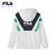 FILA Children's Sun Protection Clothing 2025 Autumn New Loose Woven Hooded Jacket for Boys, Middle and Large Children Jade White-WT 160
