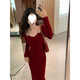 Linyan 2025 Весна и осень нового стиля роскошная сестра Slim Red Pure Hot Hot Holb