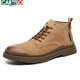 Cartelo Martin Boots Herren Trendy Mid-Top British Style Retro Work Stiefel vielseitige Winter High-Top Herrenschuhe plus Fleece Leder Kurzstiefel 15882 Gelbbraun 41