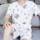 东方绸男士睡衣夏季棉绸加大码绵绸薄款短袖家居服青年人造棉套装 d5009 2XL 175厘米建议体重135斤内