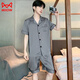 
Catman MiiOW men's pajamas summer solid color ice silk short-sleeved pants 2025 new style young boys summer thin home clothing set G723 2XL (suggested height 180-weight 150-