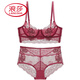 
LangSha Victoria Sexy Embroidery Sexy Lace Covered Bra Collection Lingerie Sponge-free Bra Set Grey [Set] 70B