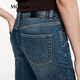 Mo/co. Jeans 2025 Herbstes neues Produkt Baumwolle Neun-Punkte Kleine geraden Katzen Whisker Waschmittel und hohe Taille MBE3Jent05 Denim Blue L 28