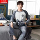 Katze-saugende Pyjama Herbst- und Winter-Dünne Flanellstudent Cartoon Pullover Langarmed Koralle Fleece Home Clothing Set 3884-Snow Bär 2xl Männer