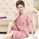 
Victoria's style middle-aged mother pajamas for women in summer pure cotton short-sleeved home clothes middle-aged and elderly thin cropped pants two-piece set Y3937 3XL