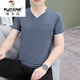
Woodpecker 2025 new Xinjiang pure cotton men's short-sleeved T-shirt base shirt V-neck T-shirt trendy half-sleeved summer top 691 white M
