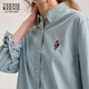 Teenie Weenie小熊女衬衫秋冬时尚舒适宽松学院风刺绣牛仔衬衣上衣 浅蓝色 M