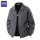 ROMON pure cotton jacket men's spring and autumn 2025 new versatile trendy brand loose handsome lapel casual tops dark gray XL